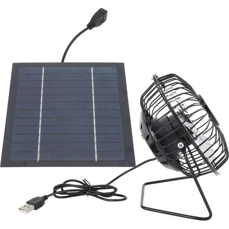 Ventilateur solaire 5 W alimenté par panneau solaire pour le refroidissement extérieur, kit de ventilateur solaire USB pour serre, poulailler ou niche pour chien (1/5)