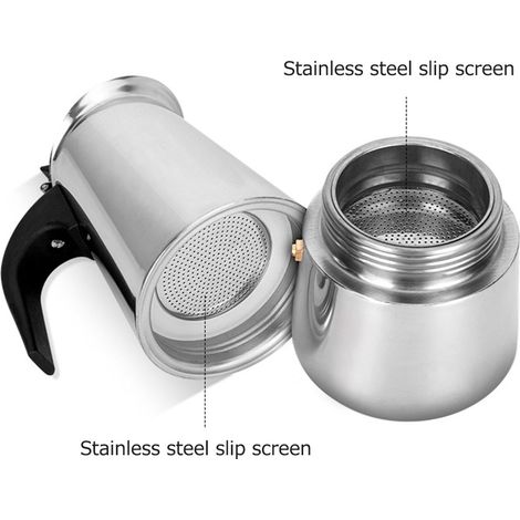 Tragbare elektrische Kaffeemaschine aus Edelstahl für Mokka und Latte Macchiato, Espressofilter, Kaffeetasse im europäischen Stil – 200 ml