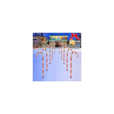 Decorazione natalizia per esterni, luci a stringa LED in stile giardino, design Cane Sucre, set da 10, illuminazione per esterni Cane Sucre-Crezuo