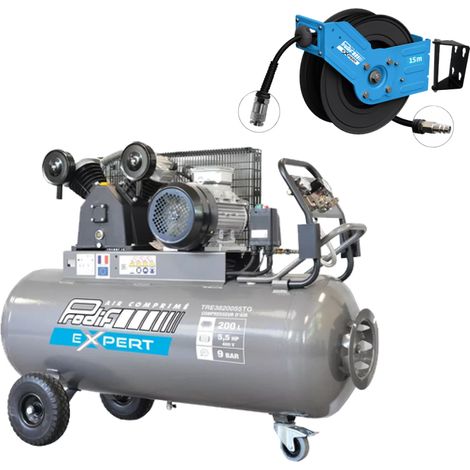 PROMO Kompressor 200L 9 bar 5,5 PS dreiphasig + Aufwickler 15m PRODIF TRE3820055TG