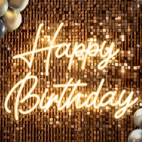 Panneau lumineux « Joyeux anniversaire » au néon, alimenté par USB, LED à luminosité réglable, pour décoration de fête d'anniversaire, 42 x 31 cm (1/5)