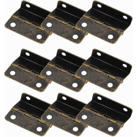 9 charnières demi-surface,Charnières de porte décalées et d'armoire, quincaillerie semi-dissimulée à trois volets rétro [Bronze] (1/5)