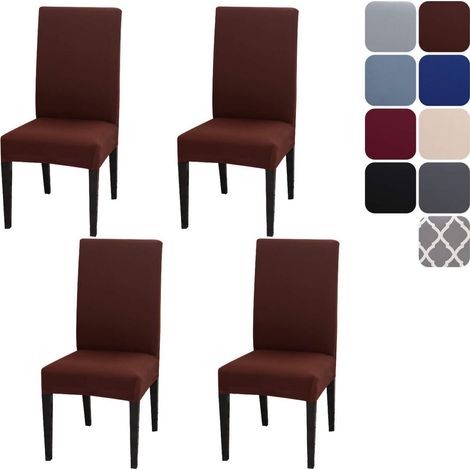 Lot de 4 housses de chaise extensibles pour salle à manger, lavables et décoratives (1/5)