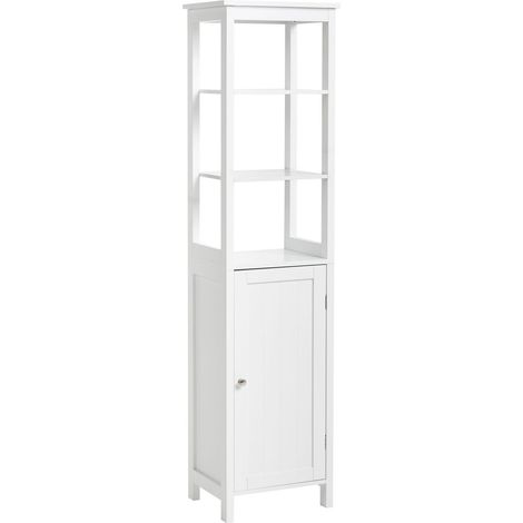 Meuble de Salle de Bains sur Pieds 5 Étagères Rangement Moderne Blanc Futaleufu (1/5)