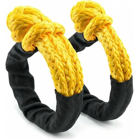 Lot de 2 Soft Manille Corde, Soft Shackle léger, Remorquage Synthétique Shackle,14T Maximum de Rupture pour remorquage et remorque, Yacht, 12mm x 50cm (1/5)