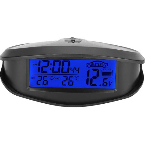 Thermomètre numérique LED pour voiture EC98, voltmètre testeur de tension avec horloge, jaune (1/4)