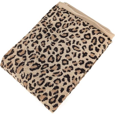 1 pièce serviette de toilette, 50x100 cm pur coton, motif léopard beige, pour salle de bain et voyage
