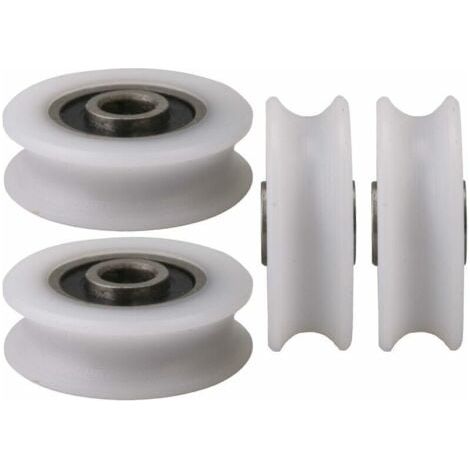 4pcs 4x20x6.5x7.4mm Blanc Intérieur Dia 4MM U-Groove Nylon Poulie Roue pour Porte Coulissante (1/3)