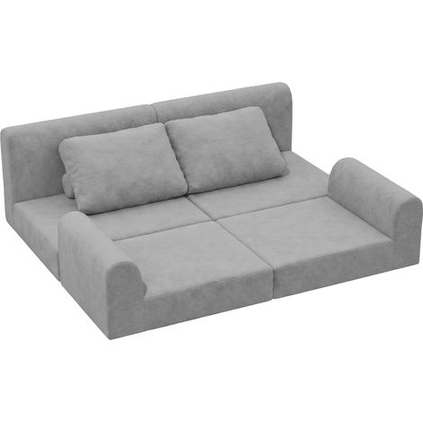 Canapé-lit convertible gris 160x80x78 cm, flanelle, gain place (1/5)