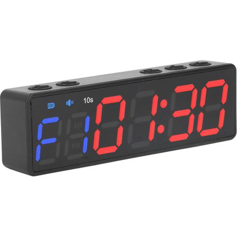 Minuteur de Sport Portable Chronomètre d'Entraînement Intervalles Horloge Fitness Grand Affichage Numérique Aimant Intégré Puissant Bleu et Rouge (1/5)