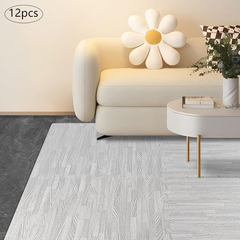 Sol Décoratives En Mousse À Emboîter Aspect Tapis Puzzle D'éveil Pour Enfants 30x30x1cm 12 Dalles Bois Gris (1/5)