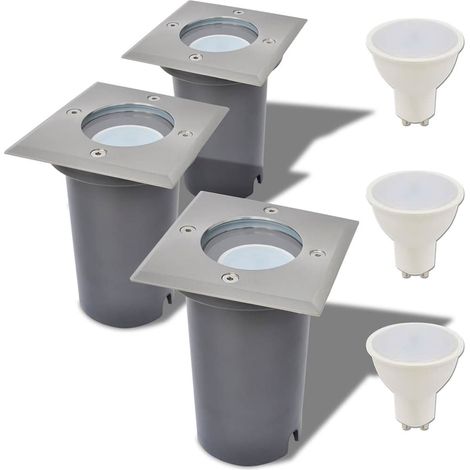 Luces de suelo de exterior cuadradas 3 unidades vidaXL