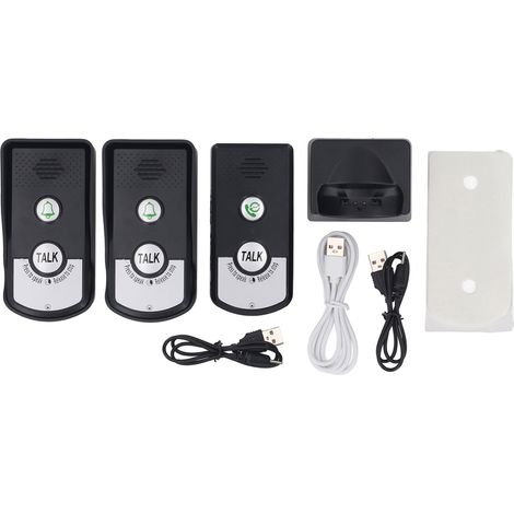 Sonnette d'interphone vocal sans fil 410 à 490 MHz IP54 étanche 1000 m Distance Kit maison noir (1/5)