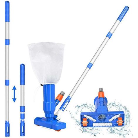 aspirateur de piscine amélioré avec brosse, sac à feuilles et perche de 40 pouces 1pc (1/5)