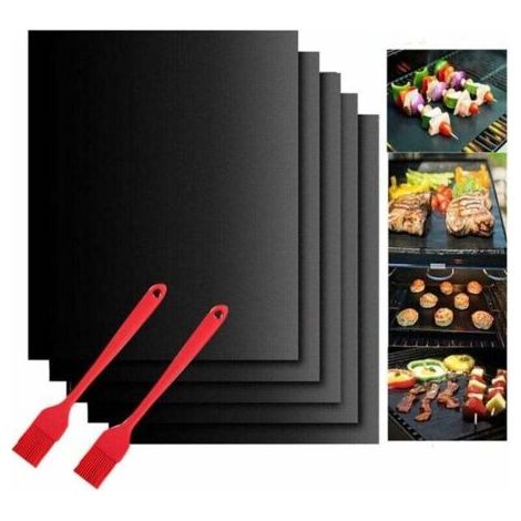 Grillmatte, 5-teiliges Grillmatten-Set - 40 x 33 cm, wiederverwendbare Kochmatte, Teflonmatte, für Gas-, Elektro- und Holzkohlegrills (40 x 33 cm)