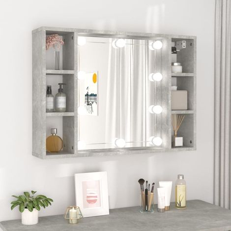 Armoire à miroir avec LED Gris béton 76x15x55 (1/5)