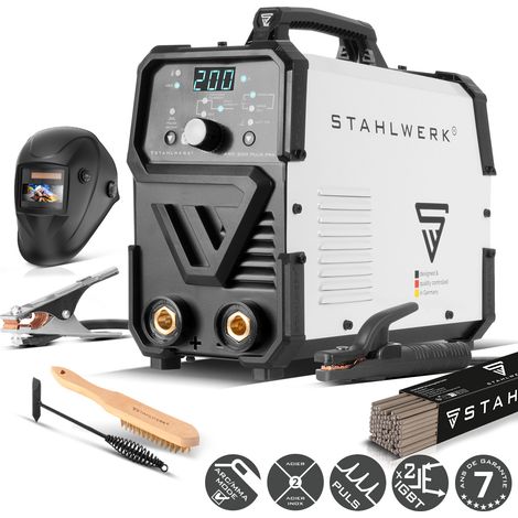 STAHLWERK Poste à souder à l'électrode ARC 200 Puls Pro – Kit complet – Soudage sans gaz, MMA, électrode, Inverter Lift-TIG de 200 A, Hot Start, Arc Force, Antistick, IGBT, fonction Pulse (1/5)