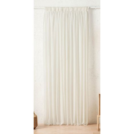 Voilage Linette non-feu M1 300 x 240 cm à galon - 300x240cm - Ivoire (1/2)