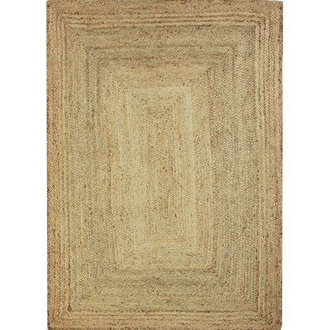 Tapis salon en jute tressé naturel 120x170 cm – 100 % jute tressé à la main – Ambiance bohème chic – Dimensions idéales pour structurer un espace – Thedecofactory