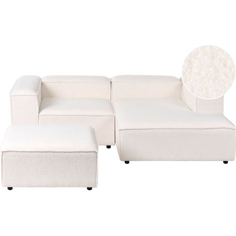 Modular Corner Sofa 2 Seater ARDAL Boucle Off-White with Ottoman Left Hand (1/5)