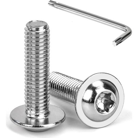 20 Pièces Vis à Tête Bombée Torx avec Bride M8 x 30 mm Vis à Six Pans Creux en Acier Inoxydable A2 V2A Boulons à Tête Hexagonale avec Clé T40 Filetage Complet (1/5)