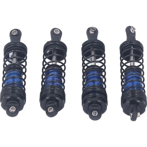 4 Amortisseurs en Alliage d'Aluminium Haute Élasticité pour Voiture RC 1/14 1/16, Avant Arrière, Bleu - Compatible LC Racing (1/5)
