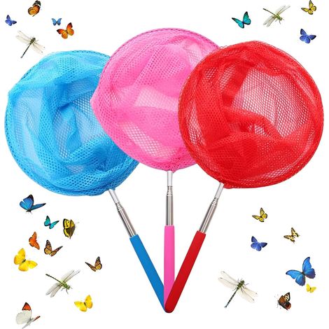 Epuisette enfant télescopique lot 3, filet papillon 36-83 cm, jardin étang, qualité professionnelle (1/5)
