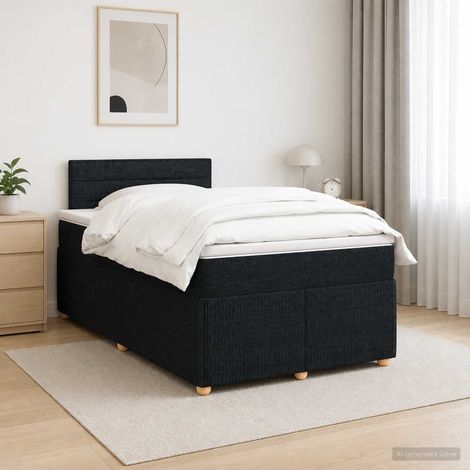 vidaXL Cama box spring con colchón Negro 120 x 190 cm Tela (1/5)