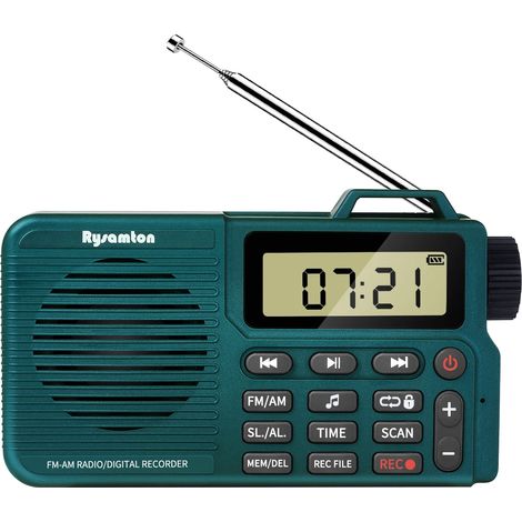 Mini radio FM/AM (verte) - DSP - Rechargeable - Haut-parleur Bluetooth - Enregistreur - Minuterie de sommeil (1/5)