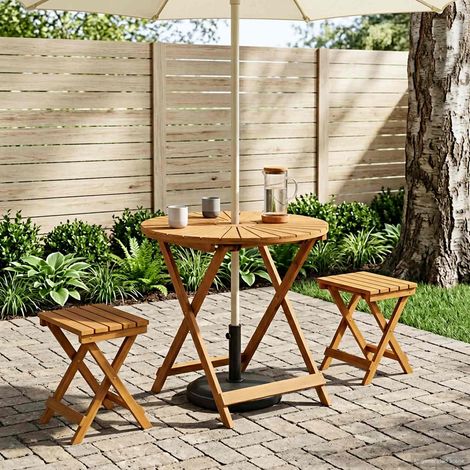 Mesa de jardín plegable Natural Ø70 x 75 cm