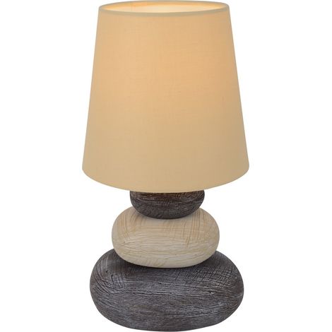 Naeve STONEY Lampe de table avec abat-jour rond conique Nature 1xE14 (1/5)