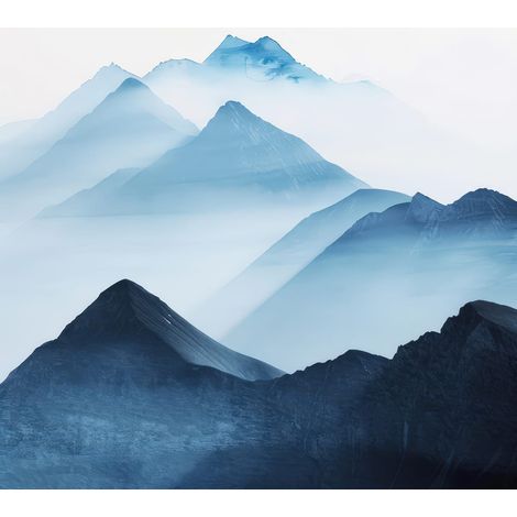 Tableau sur toile montagnes brumeuses 30x30 cm - Impression sur Toile Murale Décorative - Image imprimée en HD sur Toile - Toile sur Châssis en Bois FSC - Fabriqué en France (1/5)