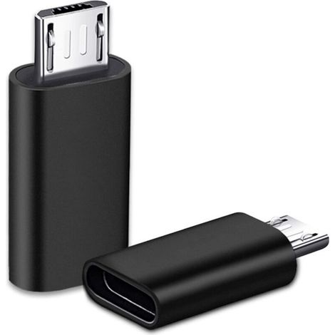 2 Pièces USB C Adaptateur, Micro USB vers USB C, Adaptateur USB C vers Micro USB Connecteur, Adaptateur Type C Fem Micro USB Male Connecteur pour PC, Galaxy, Mate, etc (Noir) (1/5)