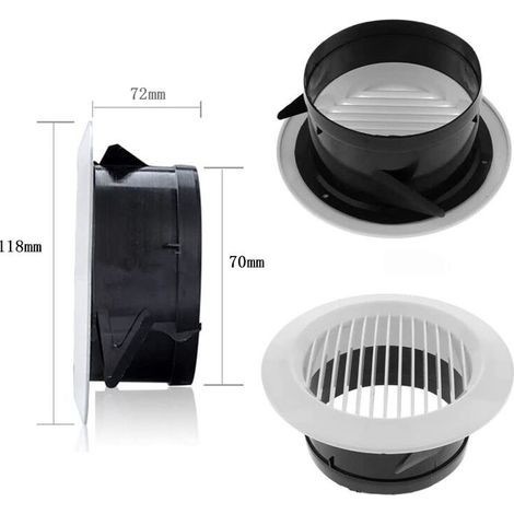 VURAHOME -Grille D'aération Blanche, 4 Pcs Diffuseur de Plafond Rond, Grille de Ventilation en Plastique pour Ventilation des Pièces de Vie et D'affaires, Cuisine, Salle de Bain, Toilettes, Garages (1/4)