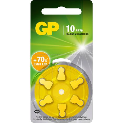 Batería acústica GP de 1,45 V ZA10/AR70 (blíster de 6 piezas)