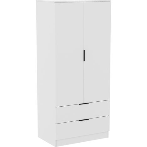 Trega 2 Door 2 Drawer Wardrobe Bedroom Storage Unit, H 170 x W 76 x D 53 cm,White