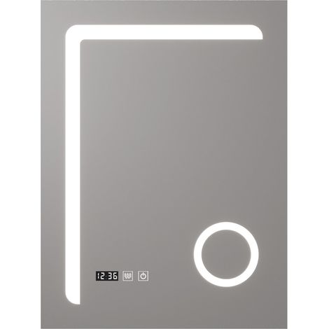 Specchio decorativo moderno a LED per il bagno 80 x 60 cm argento 030010158