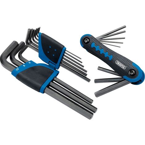 Draper Expert 17-Piece Metric Hexagon (Hex) Key Set with 10mm Deep Socket and 1/2" Square Drive Hi-Torq for Automotive and Mechanical Use (1/2)