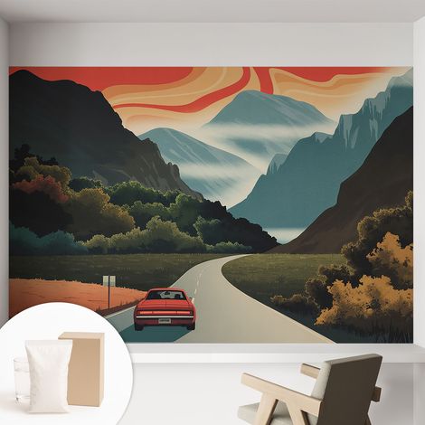 Papier peint intissé décoratif avec colle pour salon chambre et bureau Installation rapide Aventure en montagne 152x104 cm (1/5)