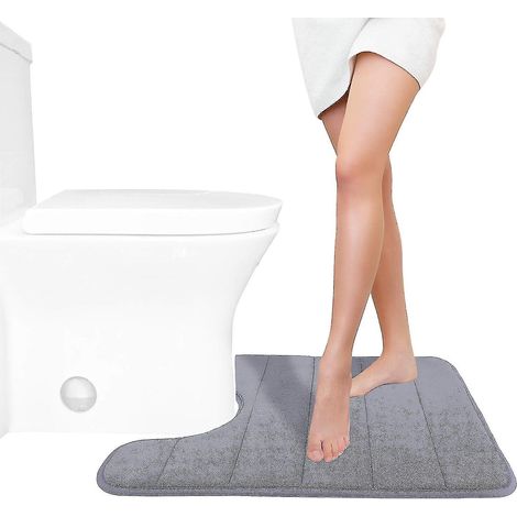 1 Tapis contour toilette, mousse mémoire forme U, doux absorbant, base antidérapant PVC, salle de bain (1/5)
