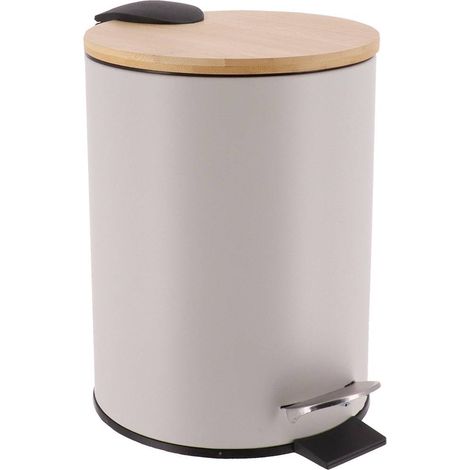 Cestino in metallo drop-brake 3l - bambù grigio chiaro - Tendance (1/5)
