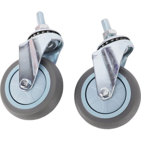 Lot de 2 roulettes pivotantes de 7,6 cm (3 pouces) robustes et silencieuses, rotation à 360°, pour chariot utilitaire de bricolage, filetage M10 x 30 mm, capacité de charge de 25 kg. (1/5)