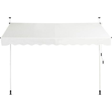 Toldo retráctil manual 300 x 125 cm regulable en altura 200-300 cm diseño moderno y acogedor en aluminio beige 200010433