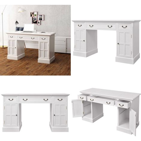 Schreibtisch Sekretär Weiß 140 x 48 x 80 cm - Bürostuhl - Schreibtisch - Holz Möbel - Weiße Möbel - Wohnzimmermöbel - Home & Living (1/5)