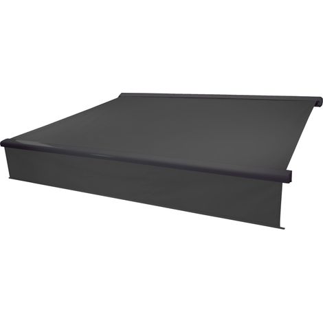 Elektrische Vollkassetten-Markise HHG-606, 5x3m ausfahrbarer Volant Polyester anthrazit, anthrazit (1/5)