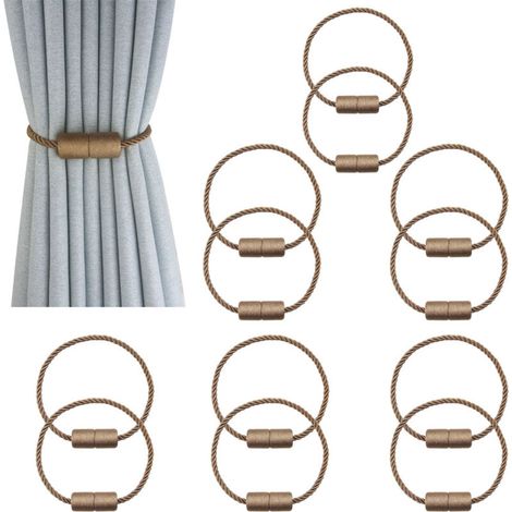 6 Paar magnetische Raffhalter für Vorhänge in Khaki FLITI (1/4)