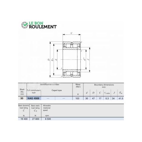 Roulement à rouleaux cylindriques NAG4906-IKO