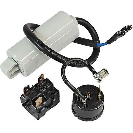 Démarreur de compresseur de congélateur à trois pattes avec protection contre les surcharges 220MD3 pour réfrigérateur Midea (démarreur 220MD3 + protecteur circulaire + condensateur 5uF) ( )