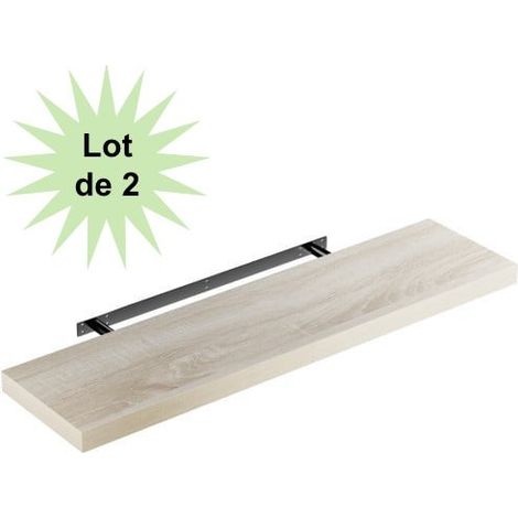 Lot de 2 Étagères murales flottantes 90 cm en MDF chêne clair. Tablette à fixer au mur (1/5)