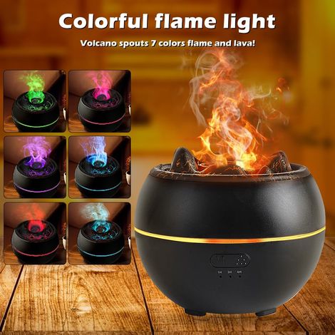 Diffusore di oli essenziali da 360 ml, umidificatore vulcanico con timer, protezione da spegnimento automatico e luce notturna a LED a 7 colori, diffusore di fiamma per camera da letto, ufficio, yoga. (1/4)